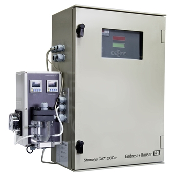 The CA71COD analyzer determines the chemical oxygen demand (COD) using the dichromate method.